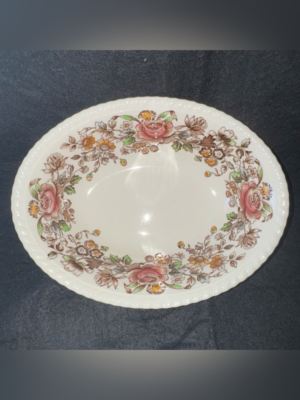 Johnson Bros England Windsor Ware Margaret Rose Oval Serving Bowl Vintage